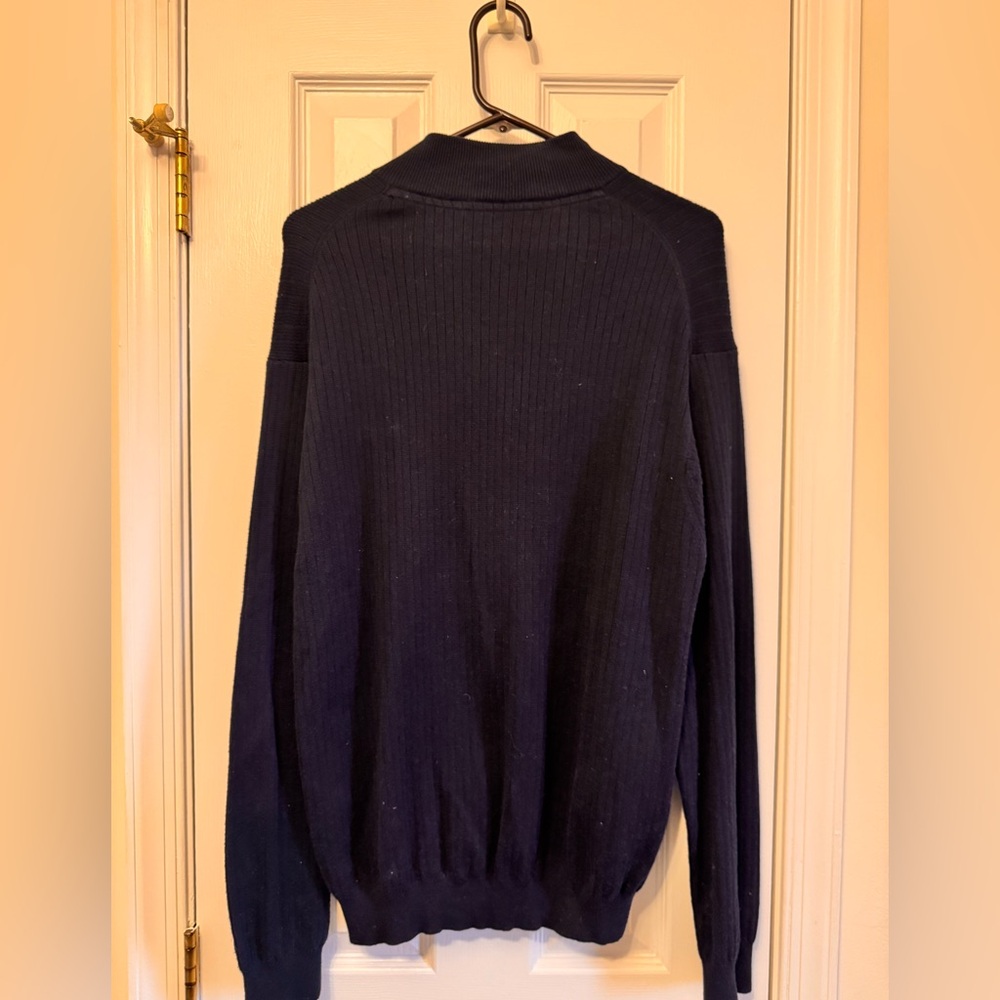 CUTTER & BUCK Navy Ribbed Quarter Zip Sweater size Large - Picture 4 of 9